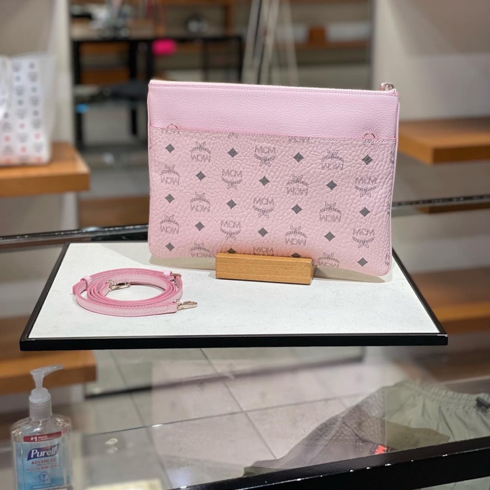 Clearance! Price firm! MCM power pink medium size crossbody pouch $470+tax